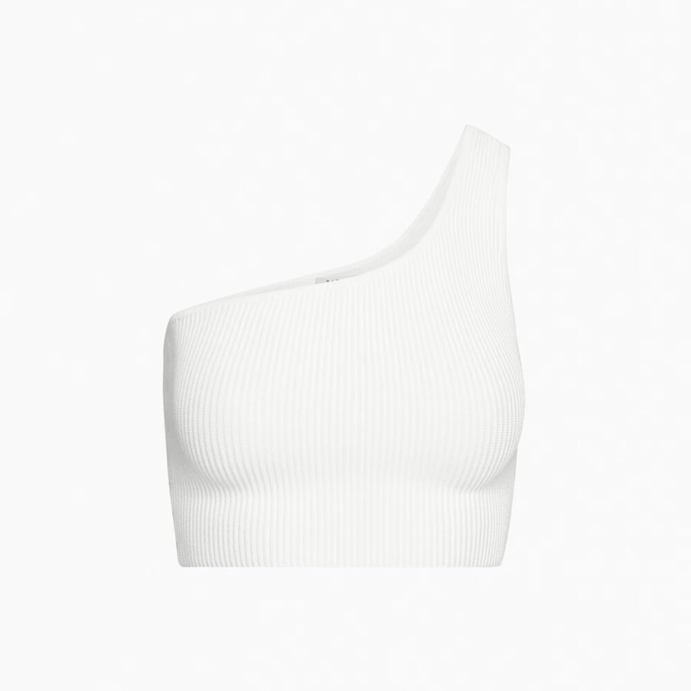 Babaton - Sculpt Knit One-shoulder Cropped Tank - White - XS
